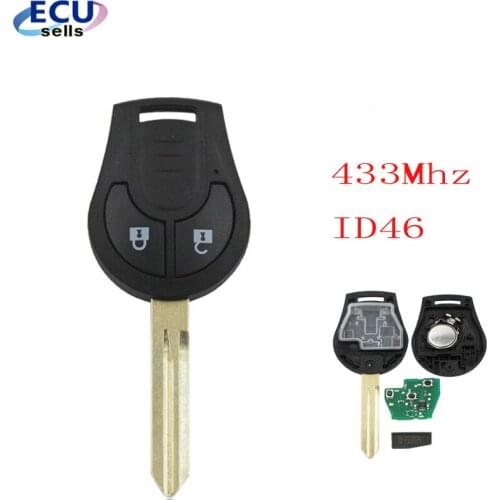 2 Buttons 433Mhz With id46 Chip Remote Key Fob for Nissan March Sunny