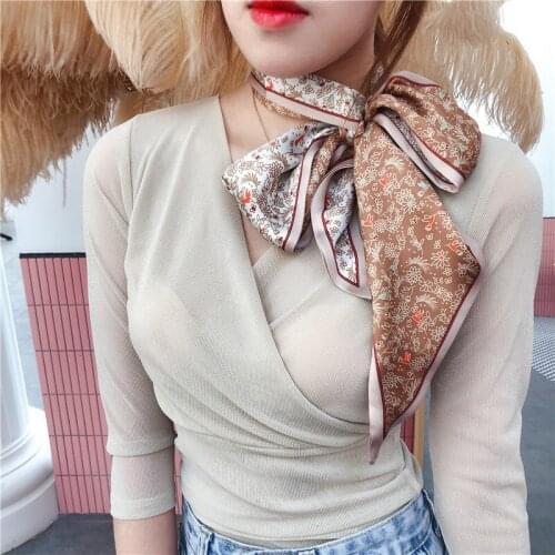 150*12cm Luxury Women Silk Big Skinny Scarf Brand Print Neck Hair Scarves Lady Bag Handle Wrap Ribbon Scarfs Head Band Tie Hot