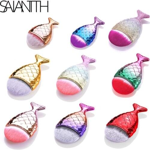 SAIANTTH mermaid foundation blush powder brush fish tail single makeup brushes beauty tool brochas maquillaje pincel maquiagem