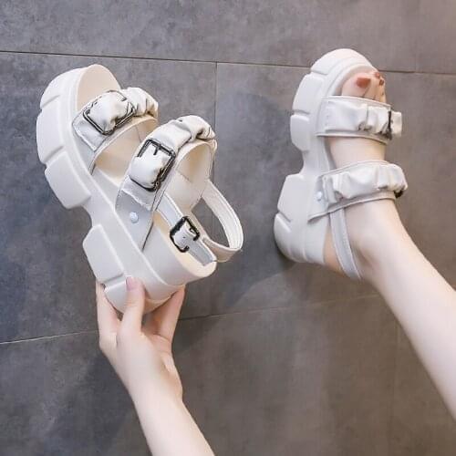 Pop Summer Beach Sandals Platform Heel Shoes Women Comfortable Soft Leather Slippers Breathable Open Toe Sandals Women Sandals