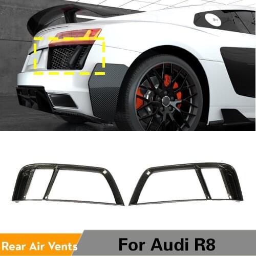 Rear Air Vent Cover Trims Canards for Audi R8 2016 - 2018 Carbon Fiber Rear Bumper Tail Air Intake Covers Trims Winglets Cupwing