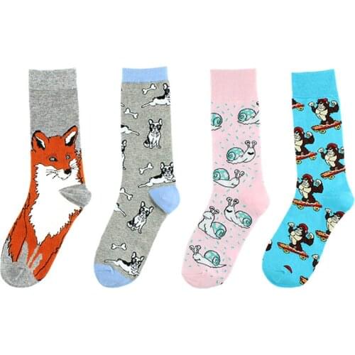 Divertido Animal Print Creative Funny Harajuku Socks Fashion Colorful Novelty Hip Hop Hombre Sox Quality Casual For Mens Gifts