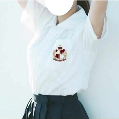 Japanese School Uniforms Short Sleeve White Shirt For Girls Embroidery School Dress Jk Sailor Suit Top Work Uniform For Women