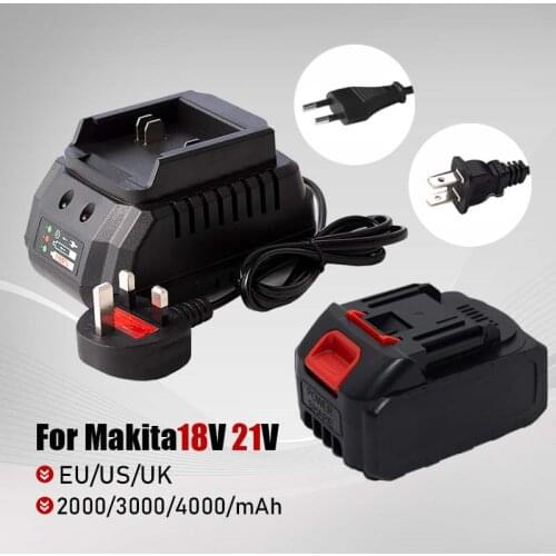 Makita Model 21V Battery Charger Adapter 2000-4000mAh Rechargeable Lithium Battery For 18V 21V Cordless Drill Jig Saw Wrench