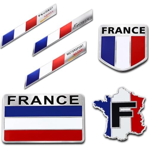1Pcs 3D Aluminium Alloy Car Stickers France Flag Emblem Badge Accessories For Peugeot 206 307 308 207 3008 208 407 508 2008 5008