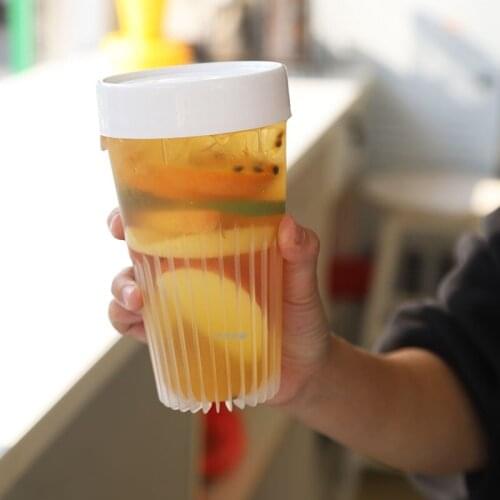 10pcs Net red 500ml drinking bottles milk tea cup creative plastic packaging bottles birthday party favors juice cup with lid