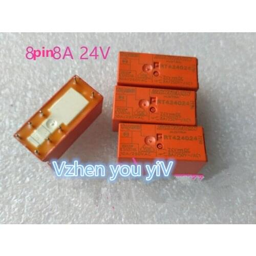 10PCS!!! Brand new TE/TYCO DPDT 8A 24VDC PCB relay RT424024 8pins