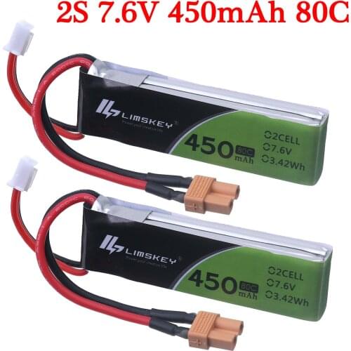 2PCS 7.6V 2S 450Mah 80C HV Lipo Battery XT30 Plug for iFlight CineBee Happymodel Crux3 BetaFPV FPV Racing Drone