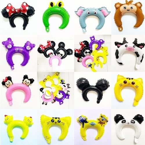 30PCS Cute Cartoon Animal Headband Foil Balloon Happy Birthday Wedding Party Baby Shower Decoration Kids Toys Child Decor