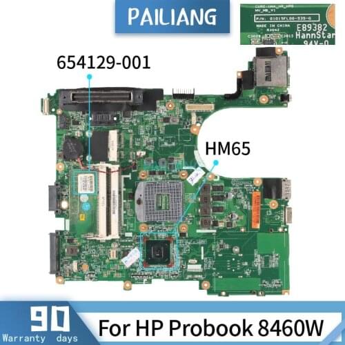 654129-001 For HP Probook 8460W 01015FL00-535-G HM65 Mainboard Laptop motherboard DDR3 tested OK