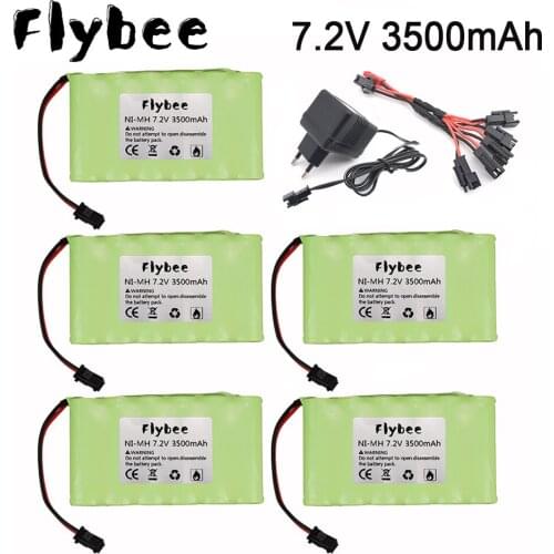 7.2v NiMH AA rechargeable battery with charger for RC car RC truck RC boat RC tank upgrade 3500mah High capacity battery SM plug