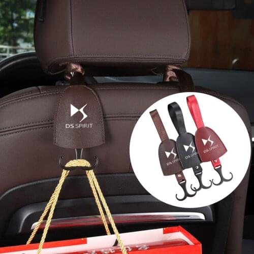 Car Grocery Hook Holder Rear Seat Leather Hook Clip Interior Parts For DS SPIRIT DS3 DS4 DIVINEDS E-Tense DS5 5LS DS6 WILD RUBIS