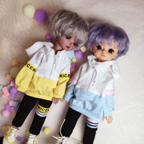 BJD doll Clothes are suitable for men and women in a 2-piece suit with 1/6 size fashion matching hoodie and monogram black pants