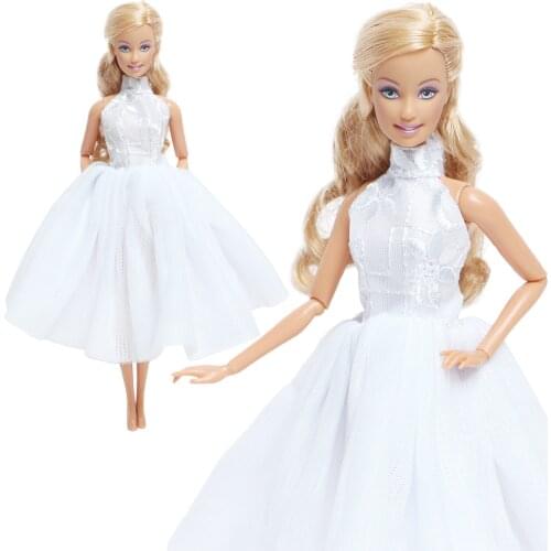 BJDBUS Fashion 1 Wedding Dress Bride Classic White Clothes for Barbie Doll Elegant Ball Gown Doll Accessories Girl Toys