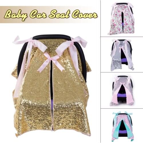 NEW Baby Car Seat Blanket Cover Fashion Bow Newborn Baby Girls Soft Safety Car Seat Canopy Nursing Cover Multi-use Blanket Cover