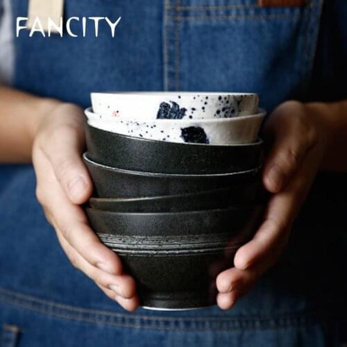 FANCITY Japanese hand-painted ceramic household rice bowl porcelain bowl rice bowl eating bowl Korean rice bowl single small