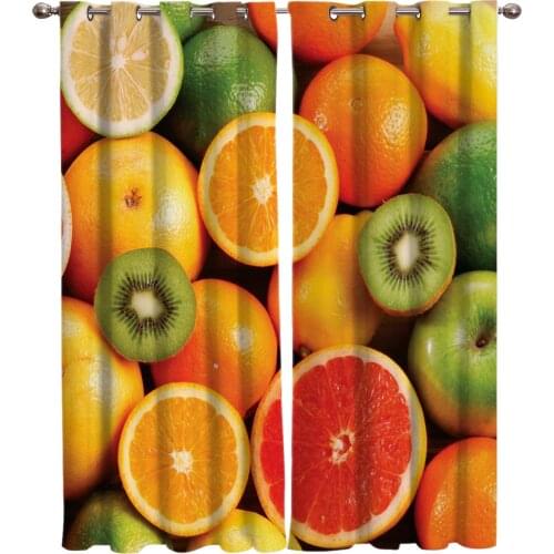 Fruit Orange Kiwi Orange Window Curtains Living Room Curtains Outdoor Kitchen Kids Curtain Panels With Grommets Window Treatment