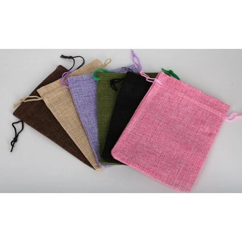 7 Colors 5pcs 13x18cm Linen Cotton Drawstring Bag Decorative Bags Christmas Wedding Gift Pouch Product Packaging Bag Jewelry Bag