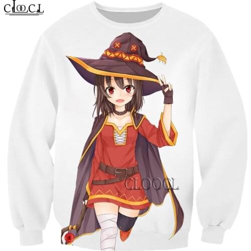 HX Newest Anime Girl Megumin Konosuba 3D Print Men Women Sweatshirt Fashion Hip Hop Long Sleeve Harajuku Tracksuit Drop Shipping