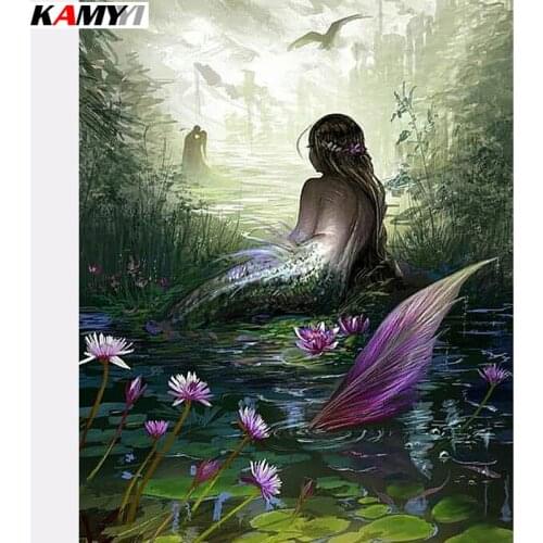 Full Square Round Diamond 5D Diamond Painting Mermaid Diamond Embroidery Cross Stitch Rhinestone Mosaic Painting Decor Gift DD