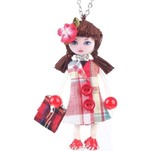 Bonsny Doll Necklace Pendant Long Chain French Girls Statement Collar 2016 New Cute Choker Fashion Women Accessories