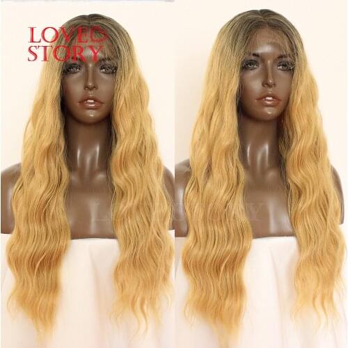 Lovestory Loose Wave Heat Resistant Synthetic Lace Front Wigs Ombre Color Synthetic Hair Wig For Women