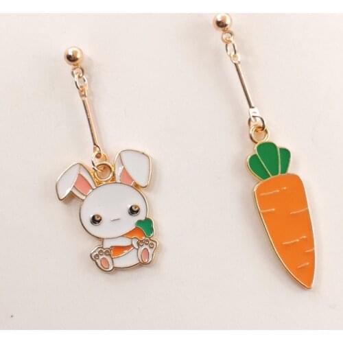 Fashion rabbit turnip enamel earrings, turnip rabbit irregular earrings, ladies earrings, fashion earring gifts