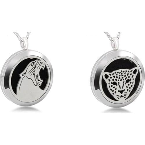 Charm 2 Styles Leopard Head 316L Stainless Steel Pendant Essential Oil Diffuser Necklace Perfume Locket For Gift Jewelry