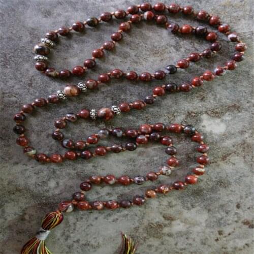 8mm Red jasper gemstone Tassel Mala necklace 108 Beads Bless Healing Chakas Fancy natural Buddhism Gemstone