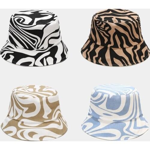 2021 Fashion Summer Cotton Zebra Striped Print Bucket Hats Hip Hop Reversible Fisherman Caps For Women Men Sun Hat
