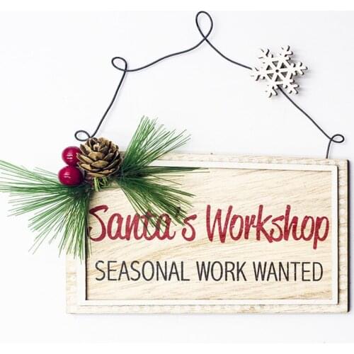 YOMDID Christmas doorplate pendant wood painted Merry Christmas santas workshop pattern pendants Xmas shopwindow decorations