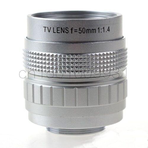 Silver 50mm f1.4 CCTV TV Lens C mount for GF3 GF2 GF1 G3 GH1 GH2 EP1 EP2 EPL1 EPL2