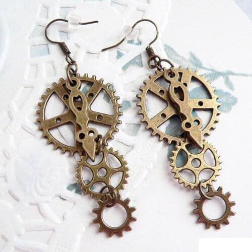 Antique Bronze Gear Earrings Steampunk Earrings Clockwork Earrings Steampunk Gift Steampunk Gear Earrings