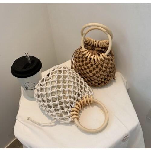 2020 New Women Small Bags Hand Knitting Bamboo Design Handbag Korean Hollow Out Ladies Shoulder Bag Personalized Crossbody Bag