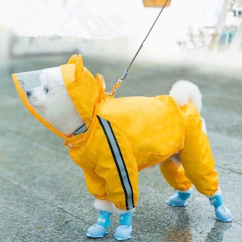Reflective Dog Raincoat Jumpuit Waterproof Clothing Dog Rain Jacket Poodle Bichon Schnauzer Welsh Corgi Dog Clothes Outfit