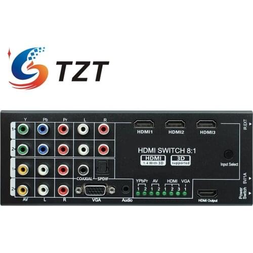 TZT NK-H18 HDMI-compatible Switch 8:1 HDMI-compatible1.4 With 3D Supported HDMI-compatible Switcher 1080P With IR Remote Control
