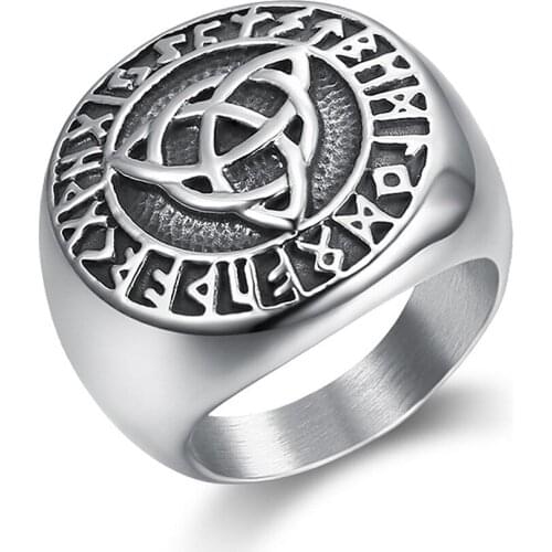 Vintage fashion carving Viking signet rings for men genuine titanium stainless steel cool accessories gift sizes8,9,10,11,12,13