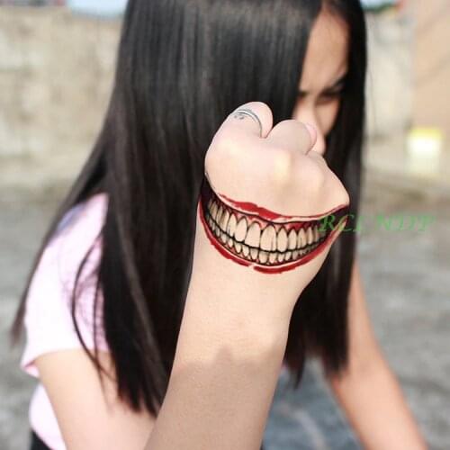 Waterproof Temporary Tattoo Sticker Joker 3D Big Mouth Tatto Stickers Flash Tatoo Fake Tattoos for Men Women Kids