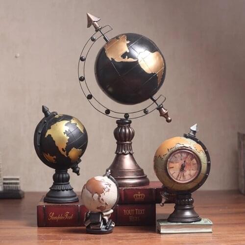 W11-17cm European Classical Clock Piggy Bank Terrestrial Globe Office Home Desk Decor New Year Birthday Gift Kids Education Toy