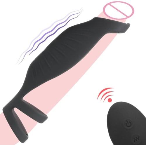 Delay Ejaculation Penis Enlargement Sex Toys for Man Erection Cock Ring Vibrating Penis Ring 9 Modes Penis Sleeve