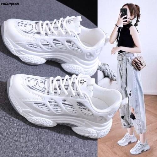 Womens Shoes Spring 2021 New Daddy Shoes Lightweight Korean Version Ins Tide Platform Platform Running Shoes Sports Shoes