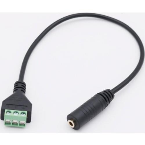 1pc 3.5mm 1/8" Stereo TRS Female 3 Pole To 3 Pin AV Screw Video Shield Balun Terminal Connector Solderless Block Adapter Cable