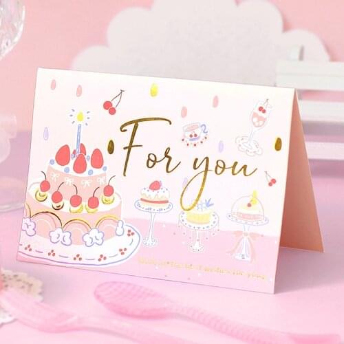 1pc Bronzing Greeting Card Girl Heart Series Birthday Wishing Blessing Card