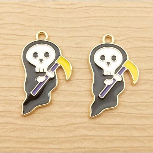 10pcs 16x27mm enamel ghost charm for jewelry making cute earring pendant bracelet charm necklace charms diy finding