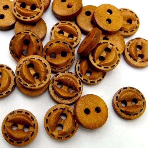 100PCS Dyeing Wooden Shirt Fish Eye Buttons 12MM Sewing Clothes Coat Accessory Garment Decoration Dot Sweater Button MCB-1017G