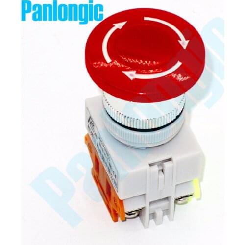 2PCS Emergency Stop Switch Push Button Switch Mushroom Pushbutton Switches NO/NC Auto Lock