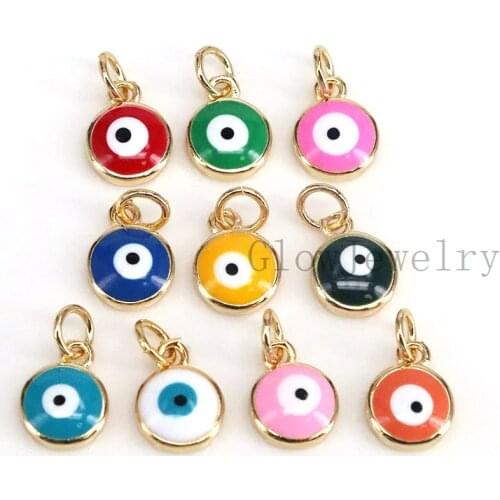 20Pcs, Enamel Lovely Tiny Eye Necklace Pendant For Women Jewelry Making Charms Round Pendants DIY Jewelry Making Accessory