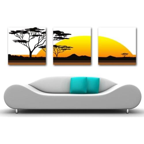3 piece Giclee canvas wall art Yellow Moon Behind Trees Canvas Printed home decorations Modern painting pictures for Living Room