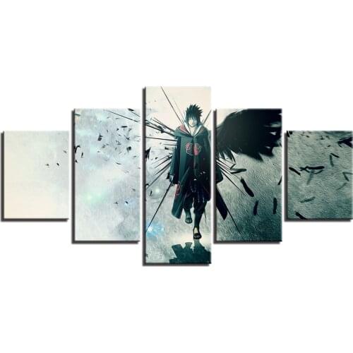 5 Piece Canvas Art Home Decor Modular Wall Framework Ninja Anime Poster Uchiha Sasuke Paintings Living Room HD Prints Pictures