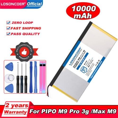 LOSONCOER 10000mAh Battery For PIPO M9 Pro 3G / PIPO Max M9 Quad Core Tablet Pc Battery